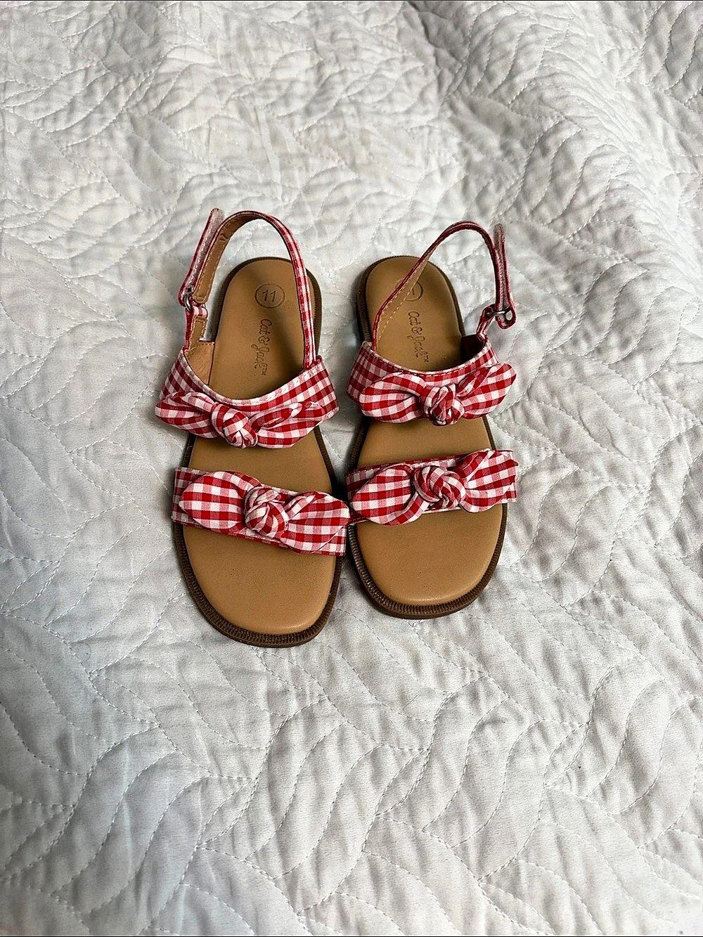 Cat & Jack Lillie Gingham Sandals Red & White